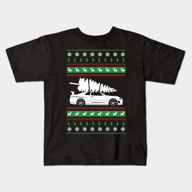 Christmas Nissan GTR R34 Kids T-Shirt by racingfactory